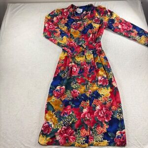 Via Sant Andrea VTG Floral Midi Dress Long‎ Sleeve Button Down 10T Fairy Grunge